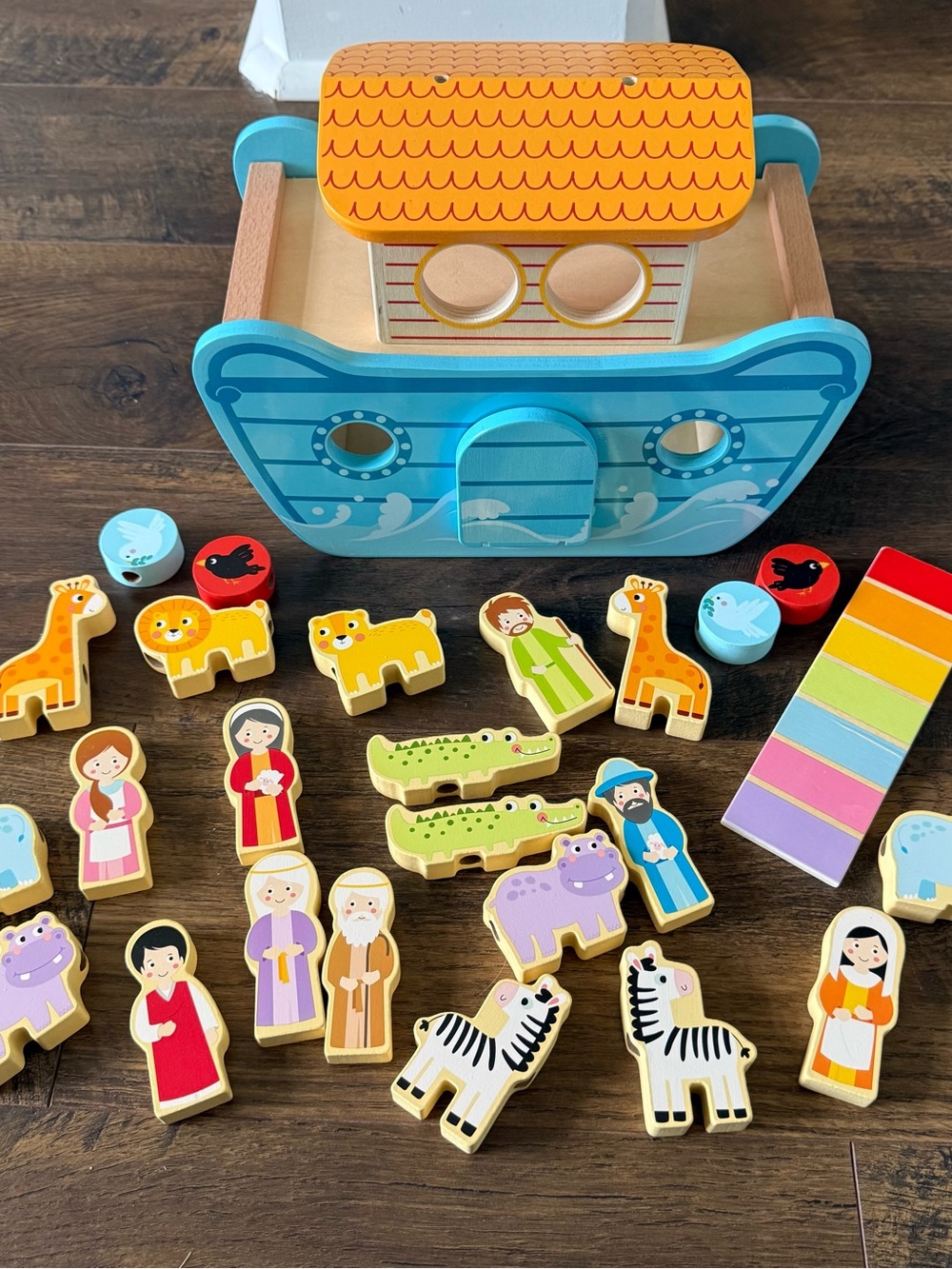 Wooden Noah's Ark Playset - Blue and Orange